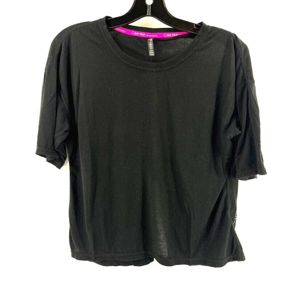 Calvin Klein Performance Womens Cut Out Black T-Shirt Top Tee Shirt Size XS